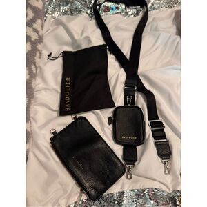 Bandolier black leather bodie crossbody strap & classic pouch/bag purse